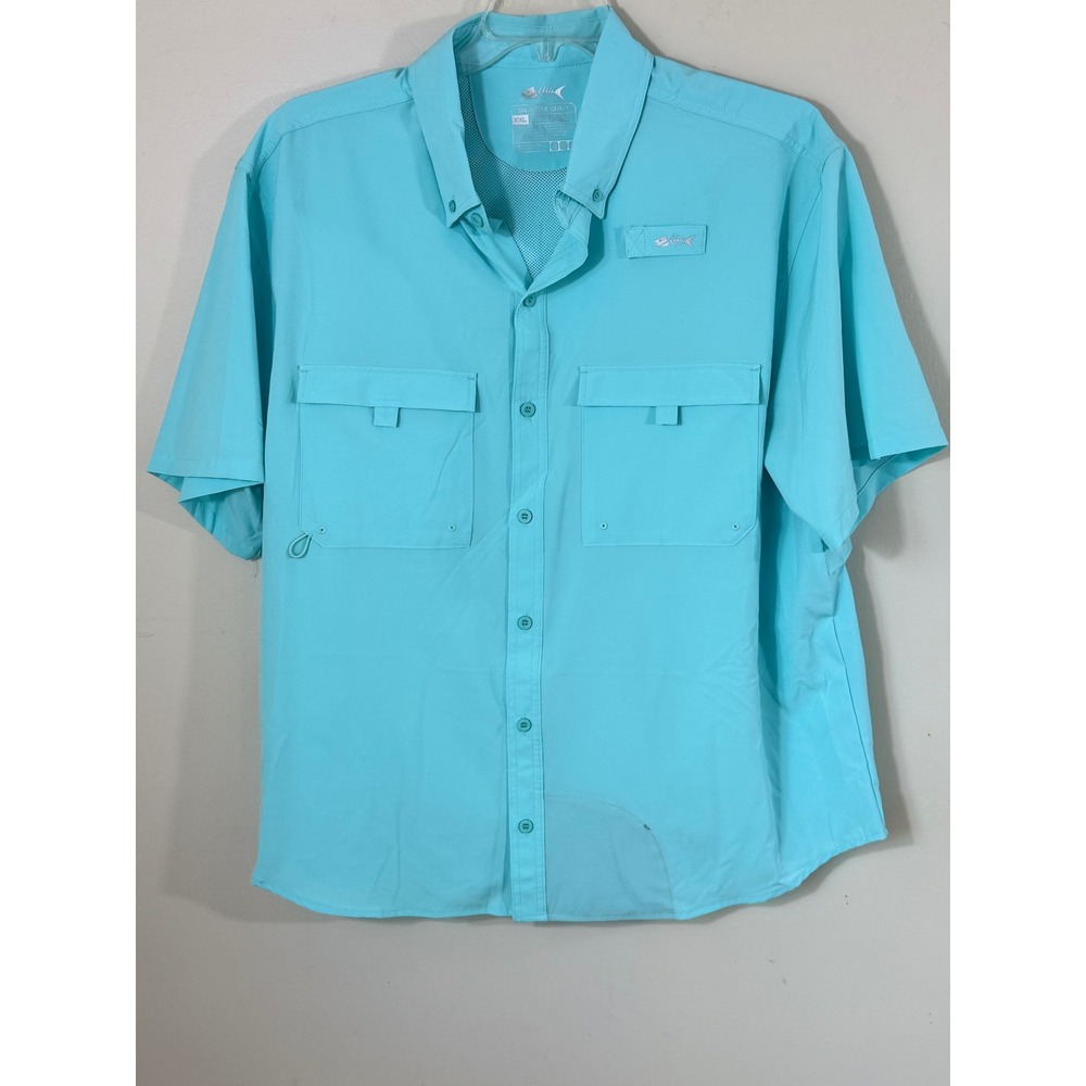 Silver Bait Fishing Shirt Men XXL Aqua Vented UPF Short Sleeve Performance